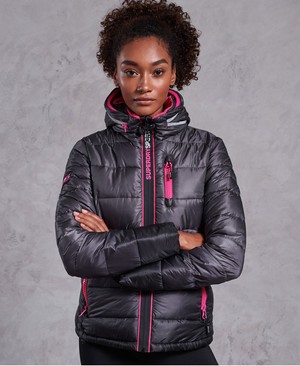 Superdry Polar Power Fade Puffer Női Kabát Sötét Szürke/Fekete | DHWUJ5109